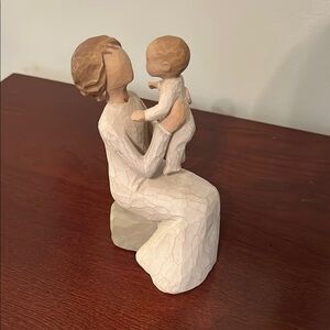 Mother and Child Figurine in Cream and Brown
